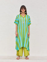 Green & Turquoise Mai Tai Kaftan Kurta Palazzo Set